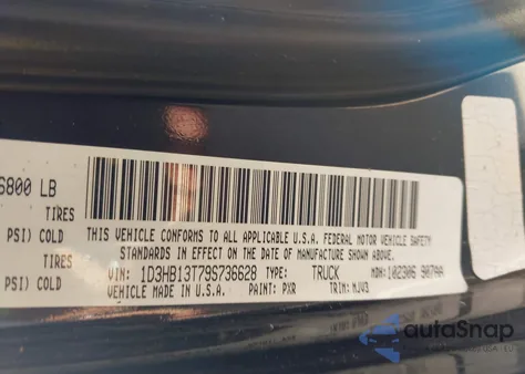 2009 Dodge Ram 1500 Slt/Sport/Trx z USA, uszkodzony, nr VIN 1D3HB13T79S736628